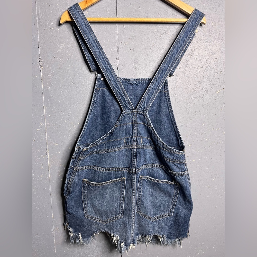Free People Denim Raw Hem Mini Overall Skirt Size 4 - Picture 9 of 15